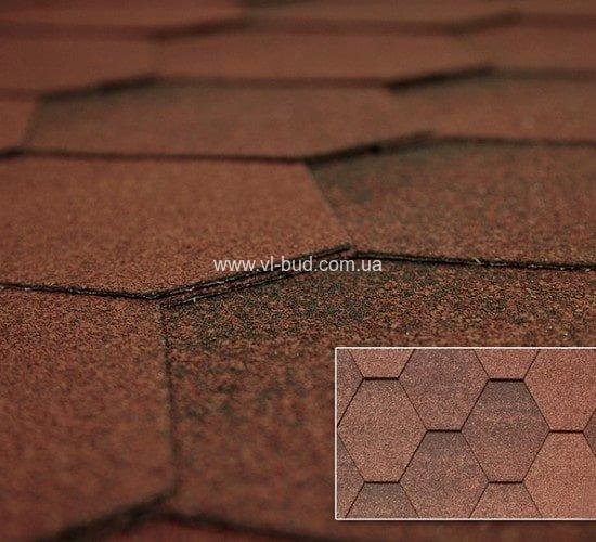 Битумная черепица Kerabit K+ (СБС модифицированная) Цвет красный микс. Тройка.